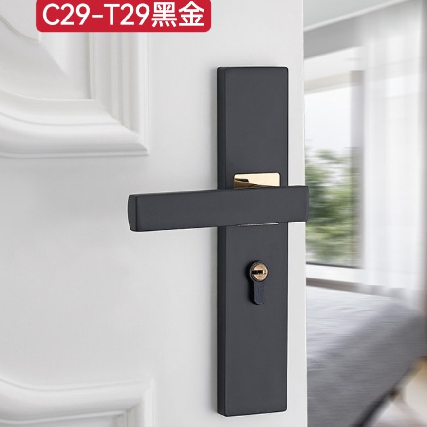 Cerradura de puerta interior para el hogar, puerta de madera para baño, cerradura de madera maciza, manija de puerta, cerradura de ingeniería de aleación de aluminio, cerradura de puerta del dormitorio