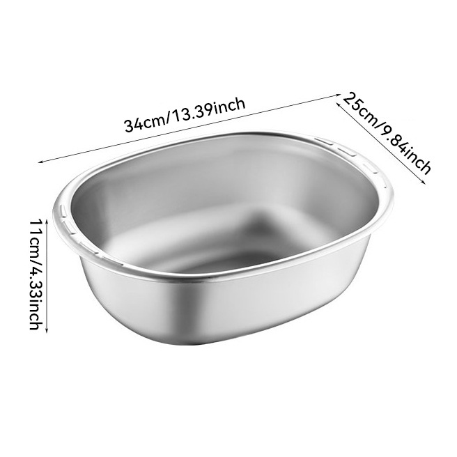 Cuenca de drenaje grande de acero inoxidable para lavar verduras domésticas tamiz de arroz para cocina doméstica multiuso de gran capacidad cuenca de arroz