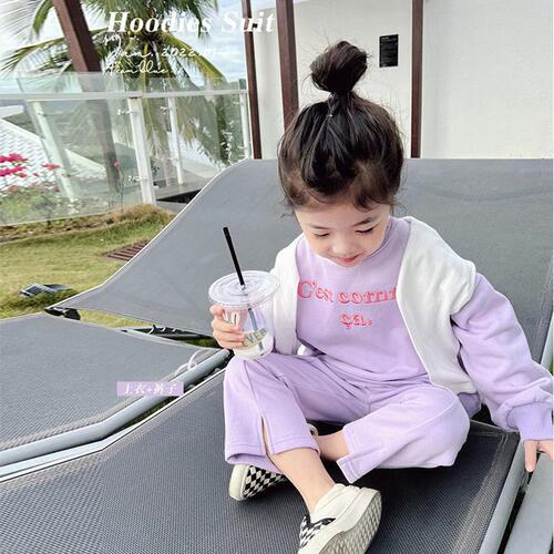 Girls' Hoodie Set 2024 Spring New Korean Style Stylish Pants Baby Casual Sports Toddler Two-Piece Set