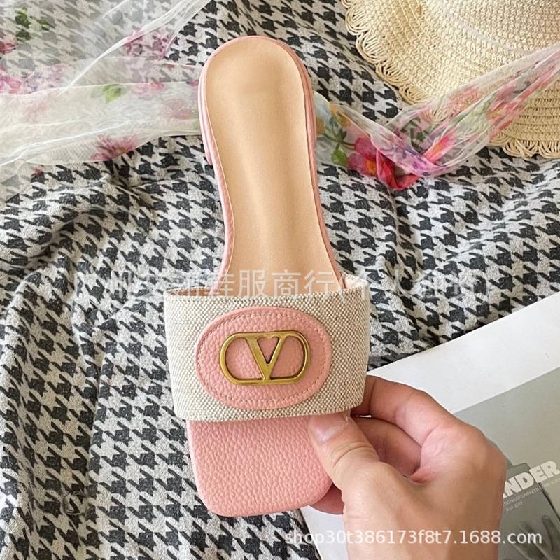 外贸新款欧美中东迪拜俄罗斯荷兰德国新加坡V字扣真皮平底一字拖|undefined