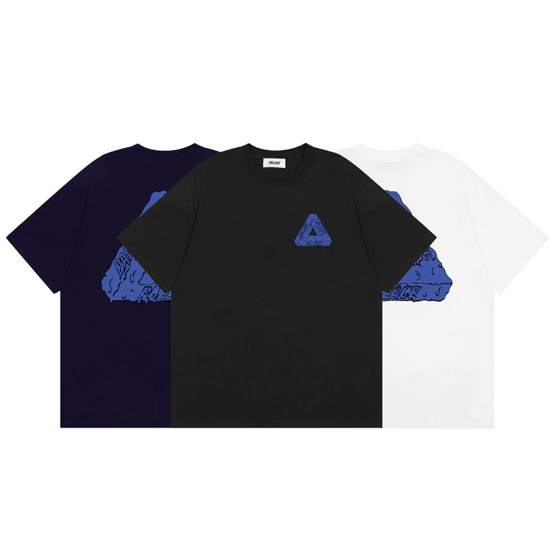 Trendy Brand Palace Classic Style Melting Triangle Logo Print Unisex Loose Summer Short-Sleeve T-Shirt