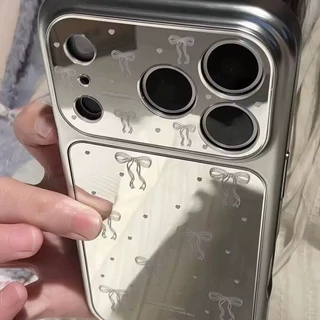 ins韩系镜面满屏蝴蝶结适用苹果17promax手机壳iPhone16pro小众15