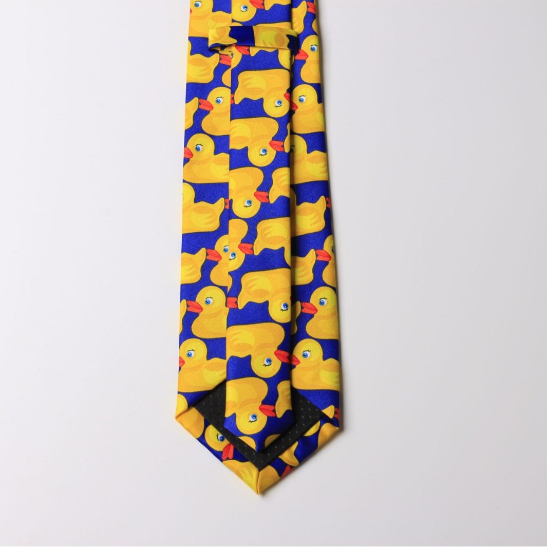 Corbata impresa amarillo de dibujos animados pato amarillo 8cm corbata fábrica al por mayor de poliéster impreso corbata de una sola pieza de entrega