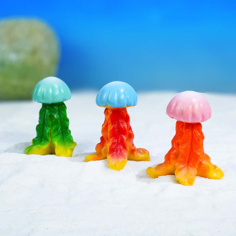 Simulación mundo submarino vida marina decoraciones de paisajismo resina medusa pez mariposa muñeca pecera arrecife de coral