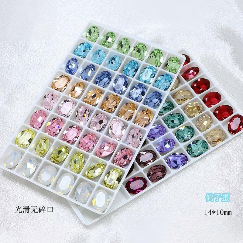 Dongzhou Nail Art Diamond Flashing Oval Diamond Pigeon Egg High Quality K9 Crystal Wear-Resistant Sharp Bottom Special-Shaped Rhinestone Jewelry Accessories Dongzhou Nail Art Diamond Flashing Oval Diamond Pigeon Egg High Quality K9 Crystal Wear-Resistant Sharp Bottom Special-Shaped Rhinestone Jewelry Accessories