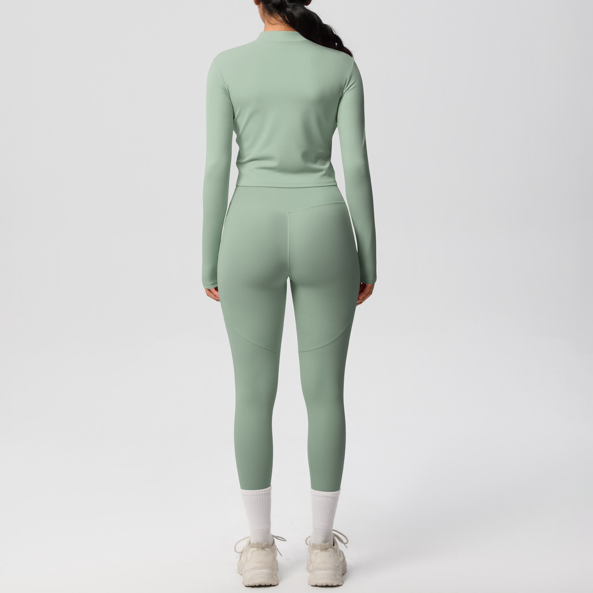 Sport Style Solid Color Nylon Spandex Zip Collar Tracksuit Coat Sweatpants display picture 25
