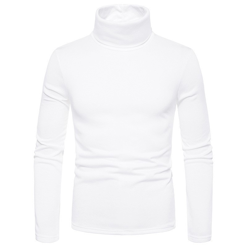 2024 automne et hiver nouvelle couleur unie avec pull, base de t-shirt à col haut, sweat à capuche polaire pour hommes_voghion.com
