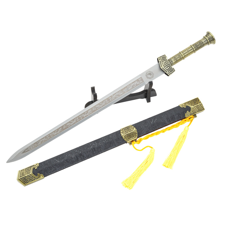 65cm Leather Sheath Full Metal Han Sword Qin Sword Kidsren's Toy Sword Model Scenic Spot Gift Sword Ornaments Unedged 65cm Leather Sheath Full Metal Han Sword Qin Sword Kidsren's Toy Sword Model Scenic Spot Gift Sword Ornaments Unedged