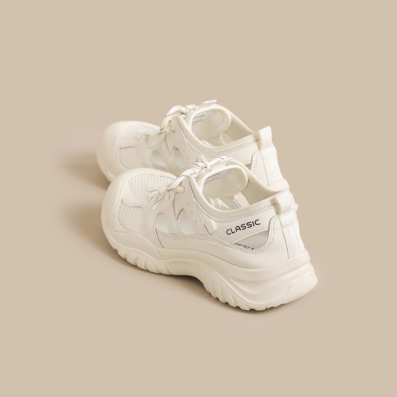 Sandal thể thao nữ quai chữ V mặt lưới thoáng khí — KS516E Màu be