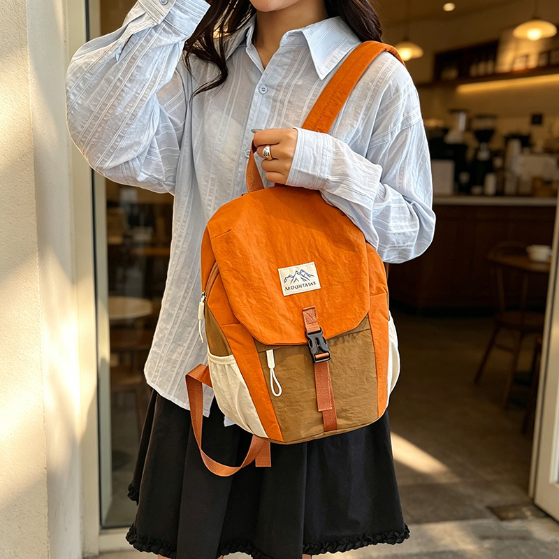 Cross-Border Color-Blocking Trendy Student Backpacks for Men and Women, Sports Style, Large Capacity, Casual Backpacks, Travel Backpacks