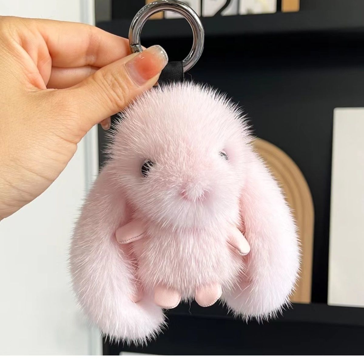 Imitación de visón pelo pequeño conejo colgante conejo muñeca llavero lindos bolsos de peluche decoración regalos peluche simulación