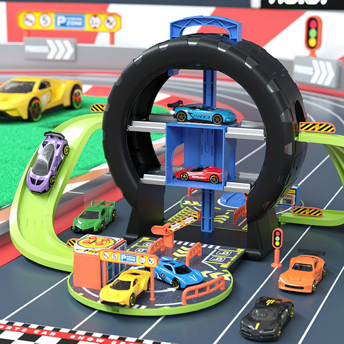 Children's Parking Lot Track Model Car Toy 3-7 Years Old Boy Fun Storage Deformable Wheel Theme Gift