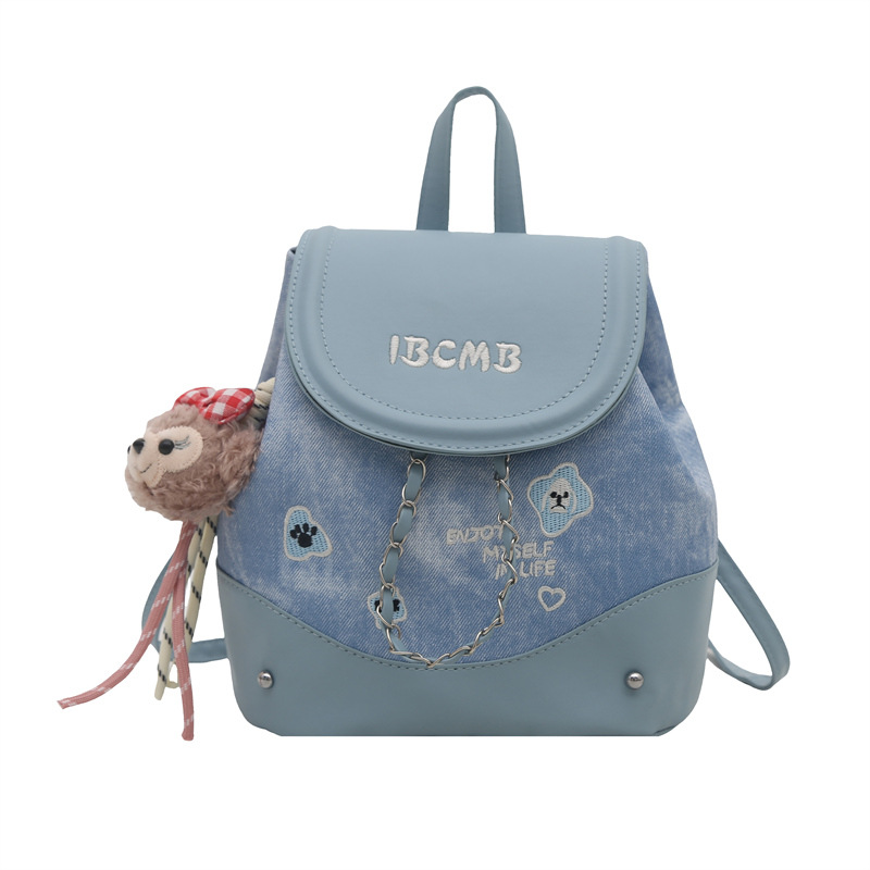 Dulce y linda moda color sólido nuevo estilo mochila mujer simple tendencia estudiantes de gran capacidad mochila de clase