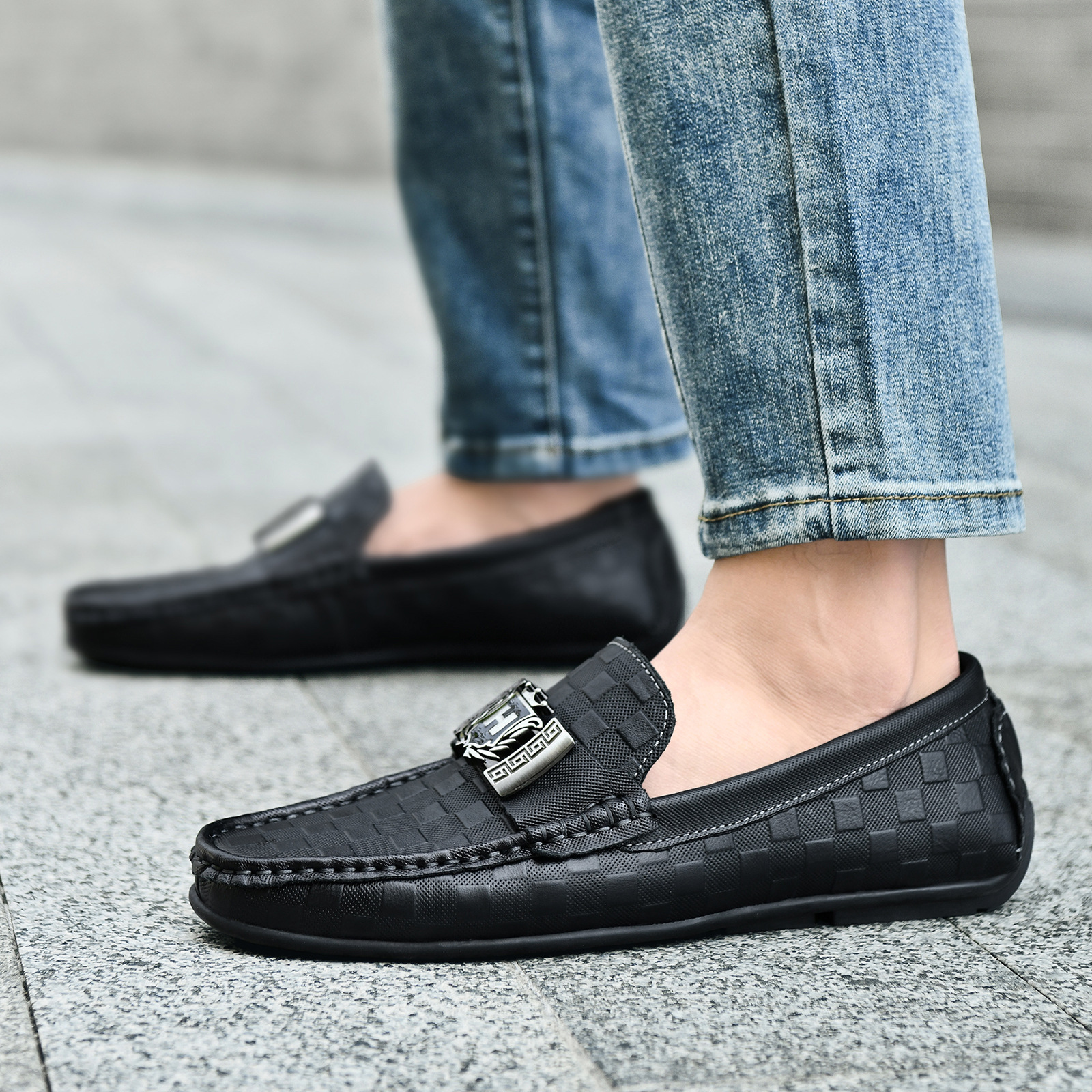 High-End Top-Grain Leather Genuine Leather Moccasins, Lazy Driving Shoes, British Casual Men's Leather Shoes, Driving Sh_vogvips.com