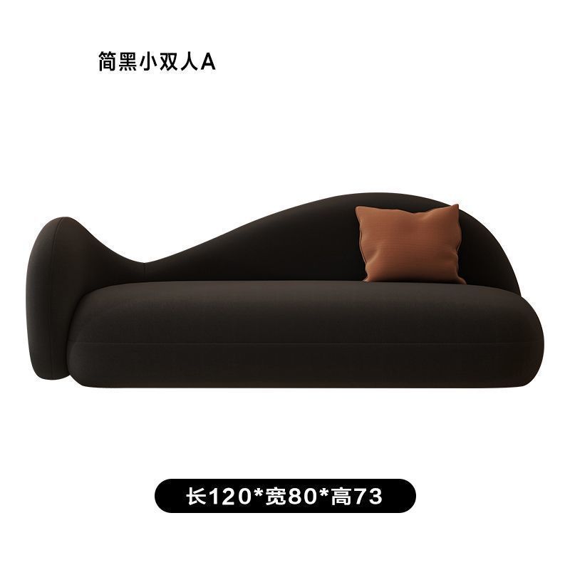 现代简约布艺沙发小户型网红款客厅卧室休闲弧形黑色小双人位沙发|undefined
