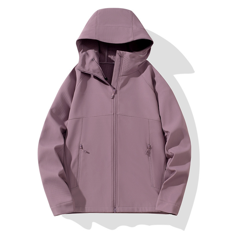 秋冬季新款户外运动情侣款登山服软壳连帽风衣夹克加绒外套男冲锋|undefined