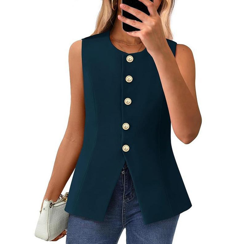 2026 Autumn/Winter Cross-Border Foreign Trade New Summer Sleeveless Women's Formal Buttoned Blazer Vest 2026 Autumn/Winter Cross-Border Foreign Trade New Summer Sleeveless Women's Formal Buttoned Blazer Vest