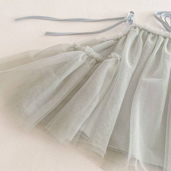 Girls Ins Sling Skirt Girls 2025 Summer New Korean Style Children Sweet Princess Skirt Mesh Sling Skirt