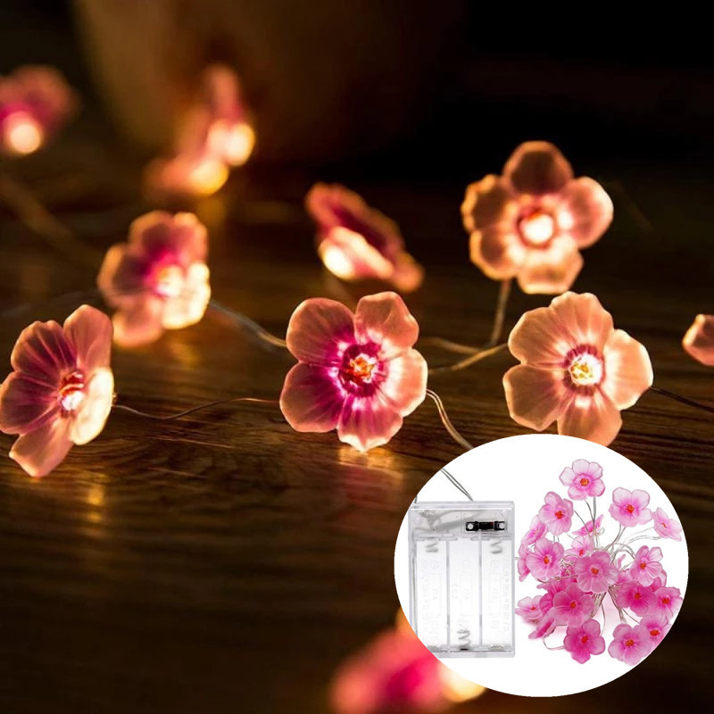 Nuevos productos de lámpara de alambre de cobre LED cadena de lámpara rosa de cereza lámpara de flores de melocotón lámpara de vacaciones lámpara de decoración fábrica directa
