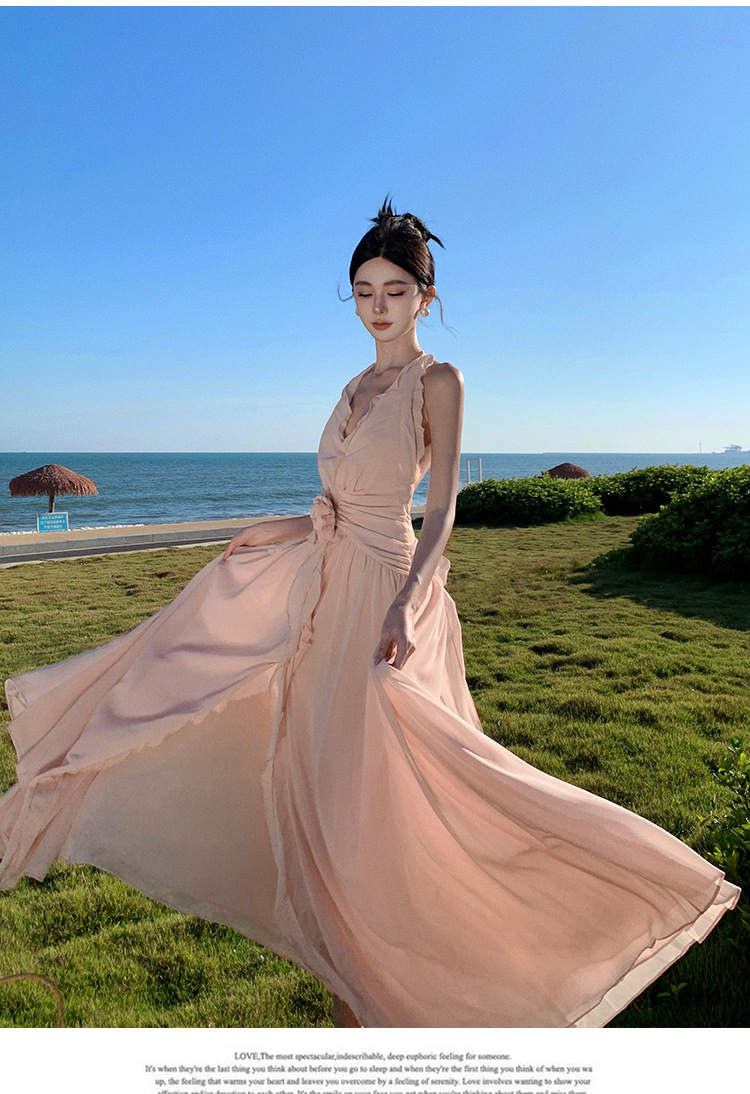 Beach Dress Women, Summer Wear For Seaside Vacations, Ultra-fairy Backless Dress, Bohemian Long Skirt With A Large Hem,_ecoleips.com