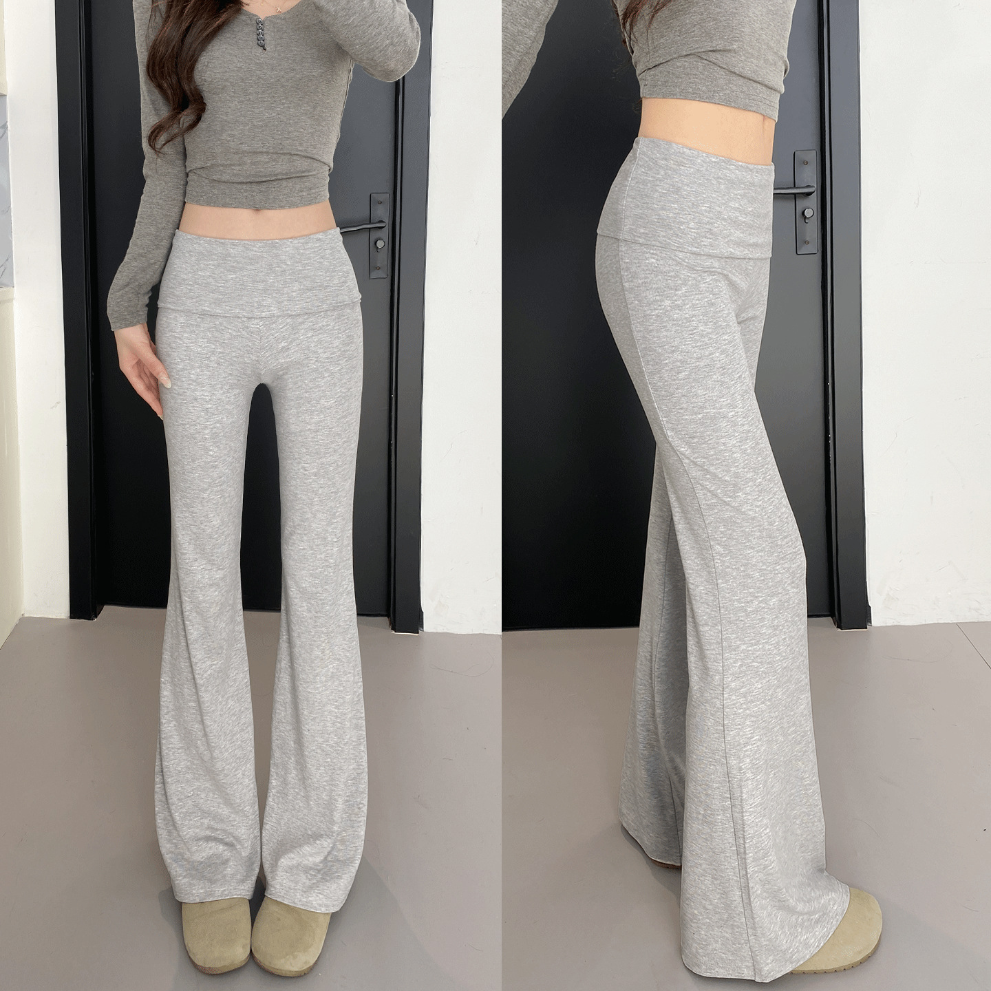 American-Style Flared Pants for Women, Summer Thin Low-Waist Slimming Bell-Bottom Sweatpants with Drape, Yoga Pants