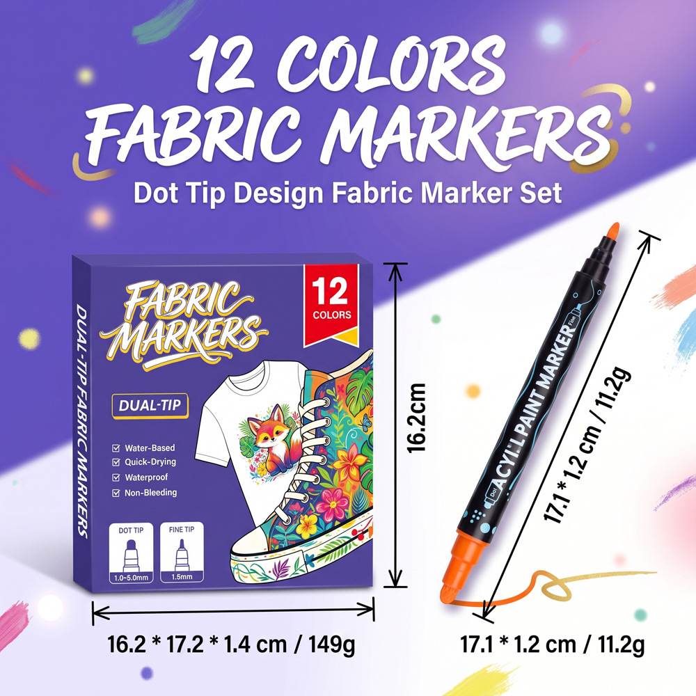 Cross-border bestseller: doodle fabric paint pen, creative graffiti acrylic pen for clothing and shoes, children's painting marker pen