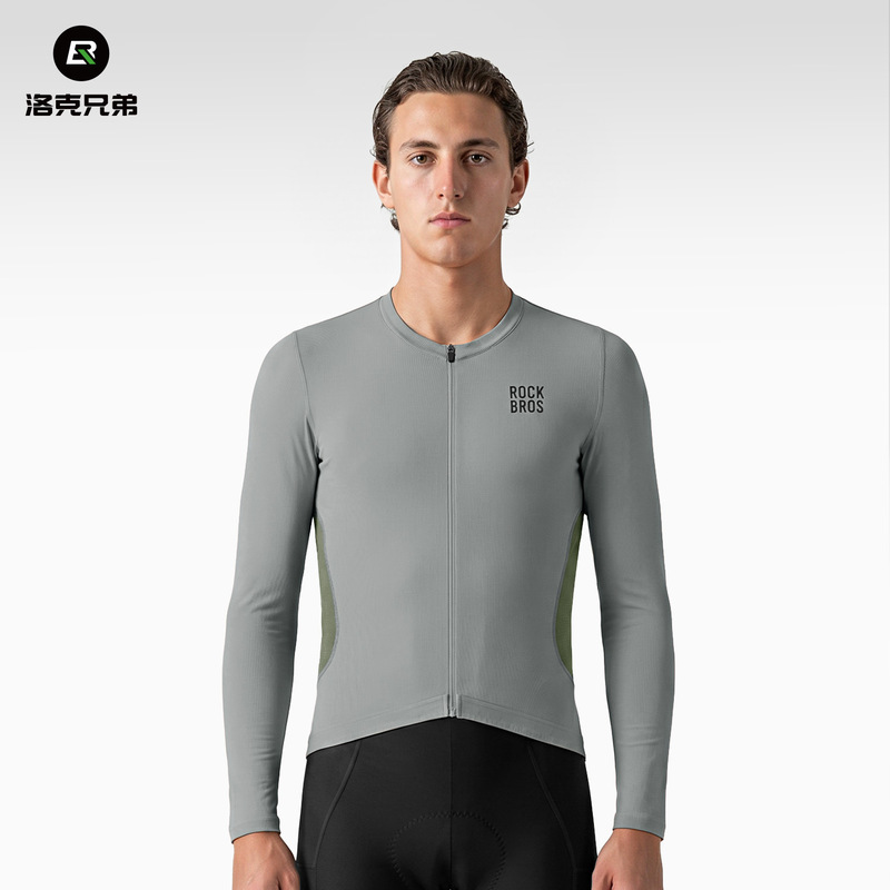 Rock Brothers long-sleeve cycling jersey for summer, sun-protective, outdoor, high-elastic, breathable mountain and road bike top for men Rock Brothers long-sleeve cycling jersey for summer, sun-protective, outdoor, high-elastic, breathable mountain and road bike top for men