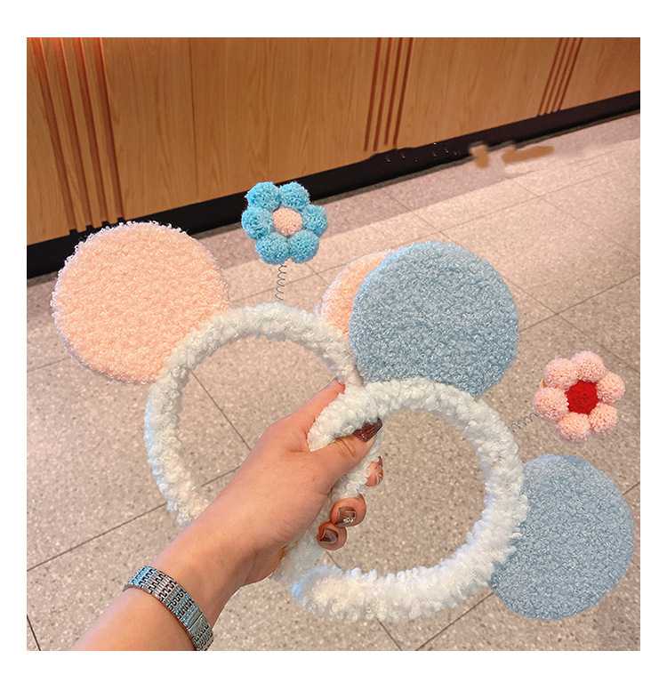 Orejas de dibujos animados lindo diadema flor pequeña hembra Red cara roja lavado banda para el cabello tocado lindo fuera diadema pelo vinculante horquilla de moda