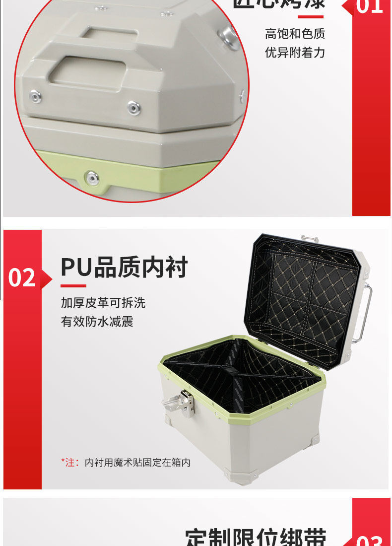 Suitable for modification and decoration of Maverick MT electric motorcycle tail box accessories, non-aluminum alloy, large capacity, quick-release PP box