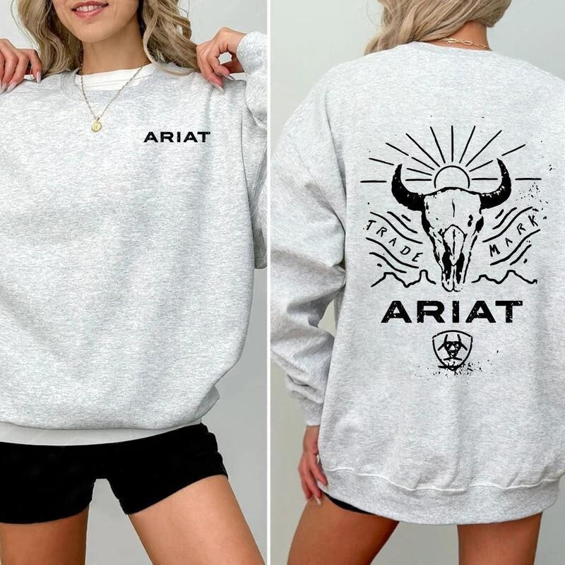 【Ouma Ouma】Amazon's Best-Selling Trendy Printed Crew Neck Sweatshirt Pullover Ariat Sweatshirt