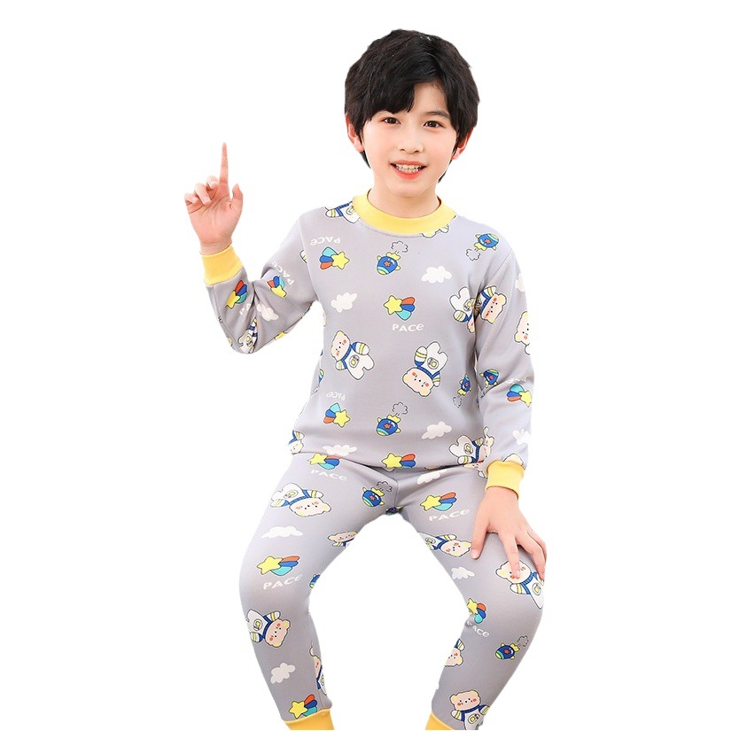 Niños de Cuello medio forrado de lana gruesa ropa interior térmica traje niños y niñas Otoño e Invierno tocando fondo Bebé Ropa para niños ropa de otoño pantalones largos