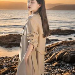 今年流行中长款风衣外套女2025秋冬新款时尚宽松ins英伦大衣跨境
