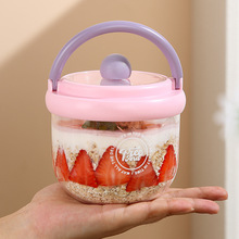 新款轻食沙拉杯户外便携密封防漏沙拉碗带盖勺子减脂野餐盒水果杯