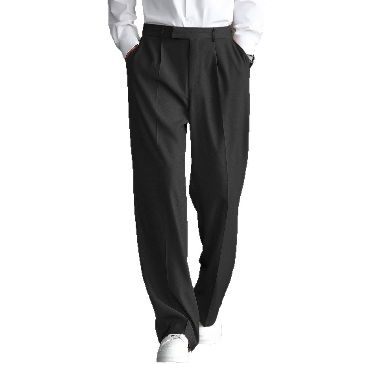 跨境垂感休闲西装裤男士纯色宽松垂坠感高级感直筒长裤