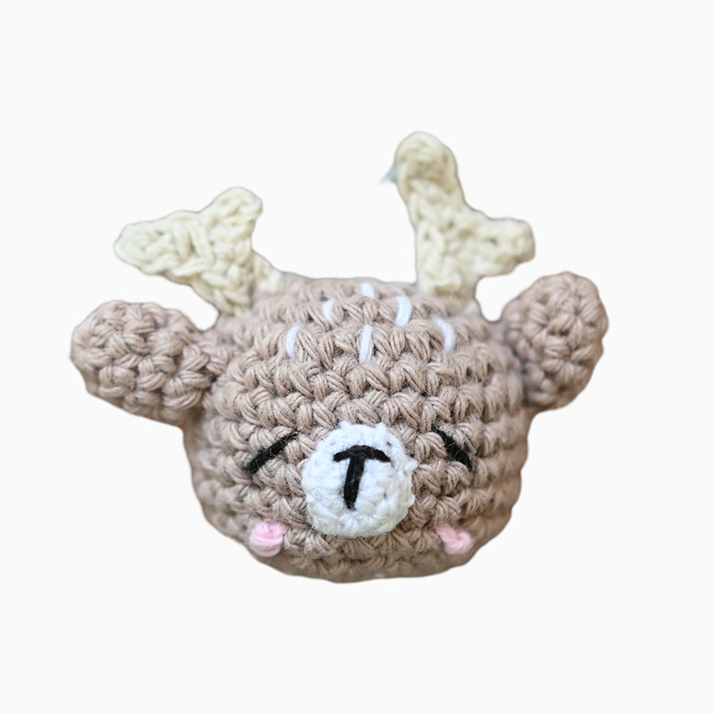Muñecas de peluche de crochet creativas hechas a mano dibujos animados de punto conejo cabeza de animal accesorios de cadena de tetas DIY