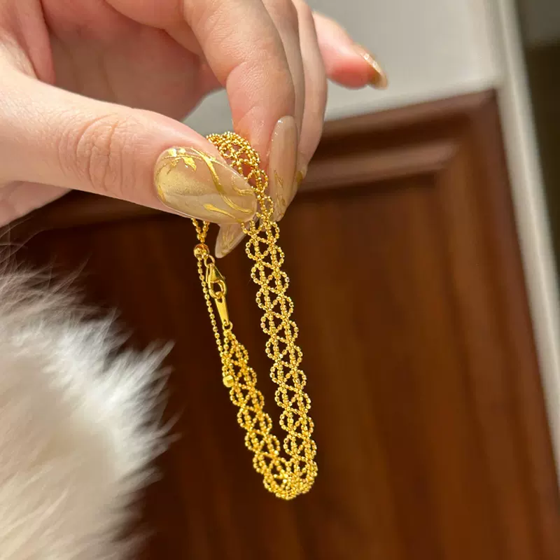 缎带波纹蕾丝手链女轻奢高级感小众不掉色个性百搭新中式闺蜜手饰