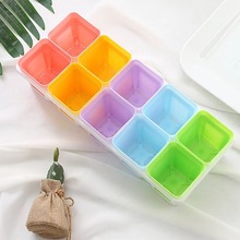 多肉七方花盆7cm方盆10孔托架白色小白方多肉植物帶托架塑料底托