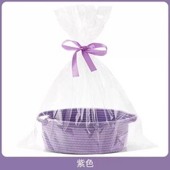 厂家直供新款手提收纳筐棉绳编织椭圆礼品篮杂物书籍收纳筐大容量