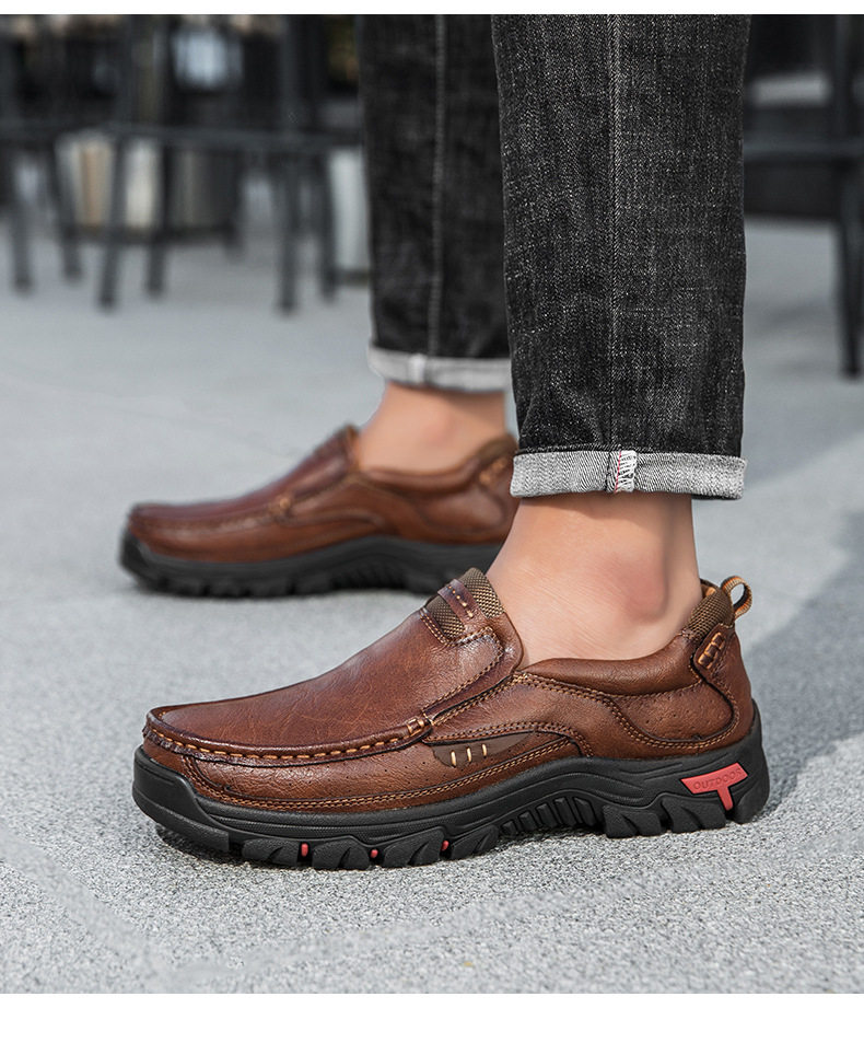 Giày da nam cỡ lớn mũi tròn đế bệt phong cách casual — 33237 màu nâu đỏ, 33237 màu vàng nâu, 33237 màu đen chi tiết 18