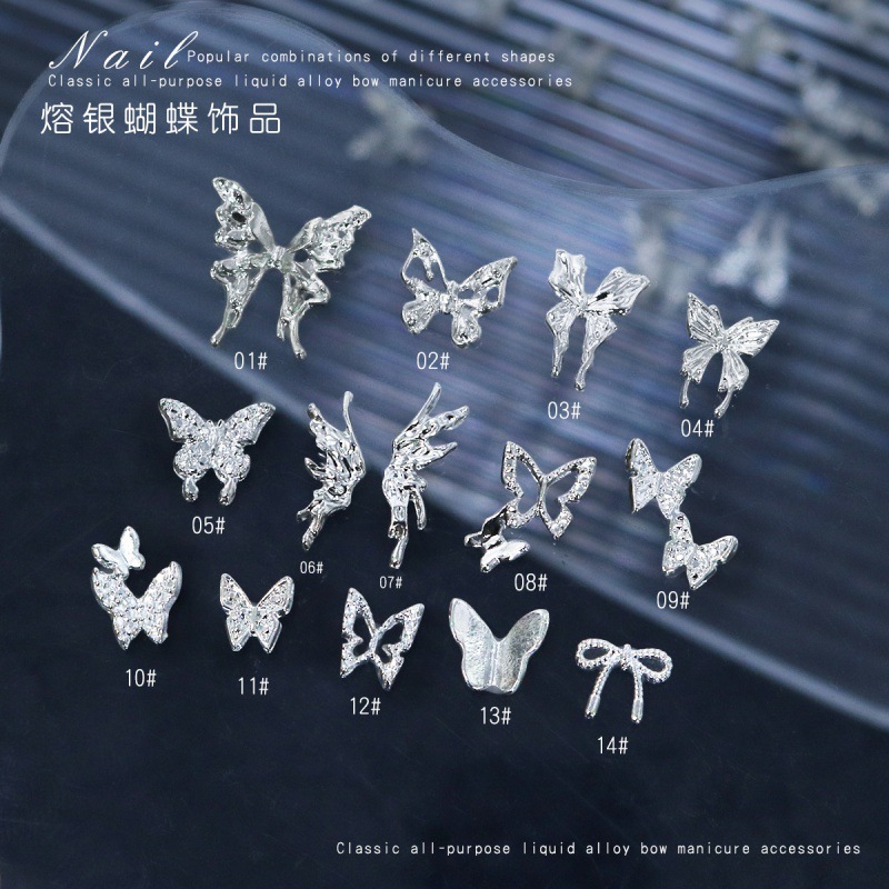 Popular silver hollow butterfly nail art jewelry metal large…