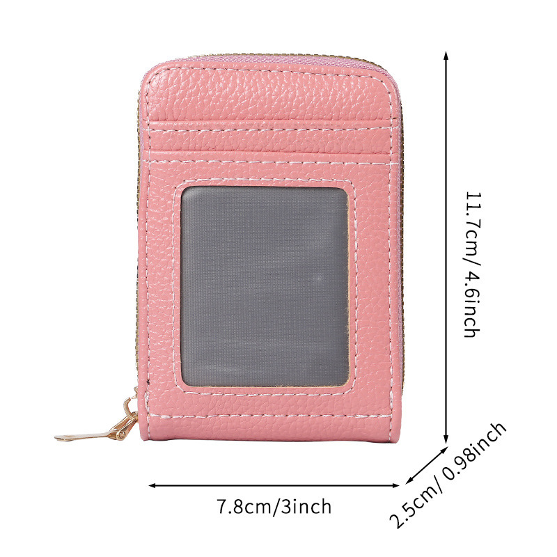 Mehrfarbige Kreditkartentasche mit Reißverschluss für 12 Karten, Diebstahlschutz-Geldbörse, kleine Kartenhülle für Damen_voghion.com