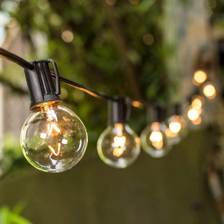 Retro bombilla de luz de cadena G40 lámpara de tungsteno estándar americano estándar europeo impermeable decoración de Navidad jardín Cadena de luz ventas directas de la fábrica