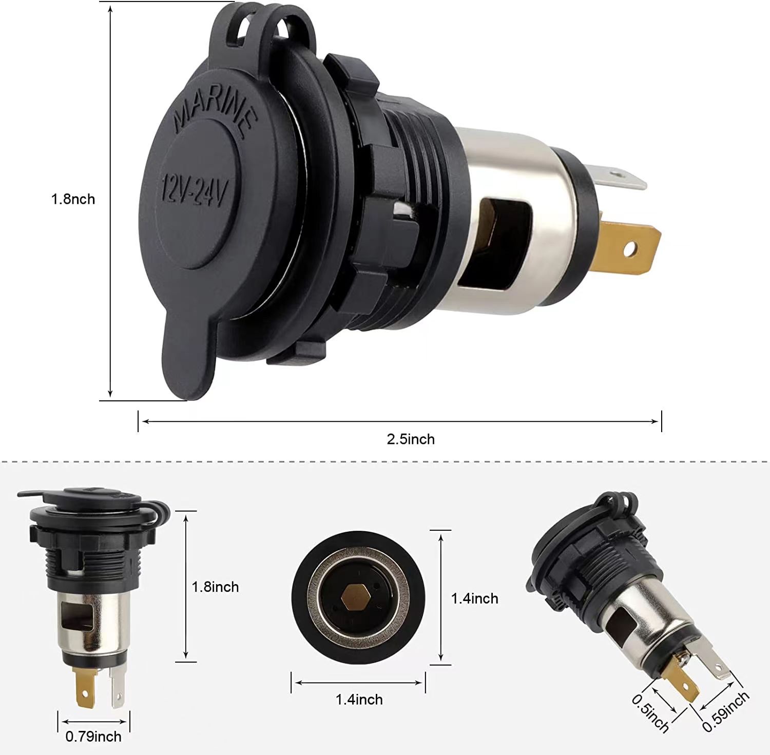 Car motorcycle modified cigarette lighter female Seat car cigarette lighter female seat screw fixed car power supply female seat