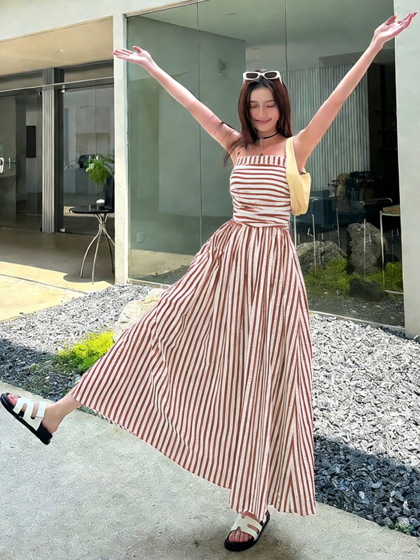 Women's Clothing Striped Maxi Dress With Pockets – Lightweight Resort Wear For Summer, American Style"​​_ecoleips.com