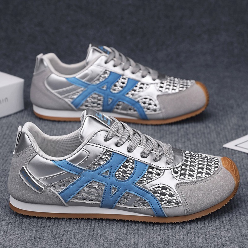 Zapatos de hombre huecos tejidos, zapatos de entrenamiento alemán de verano, zapatos casuales de moda para hombre, zapatos deportivos transpirables para estudiantes, nuevos hombres 2025