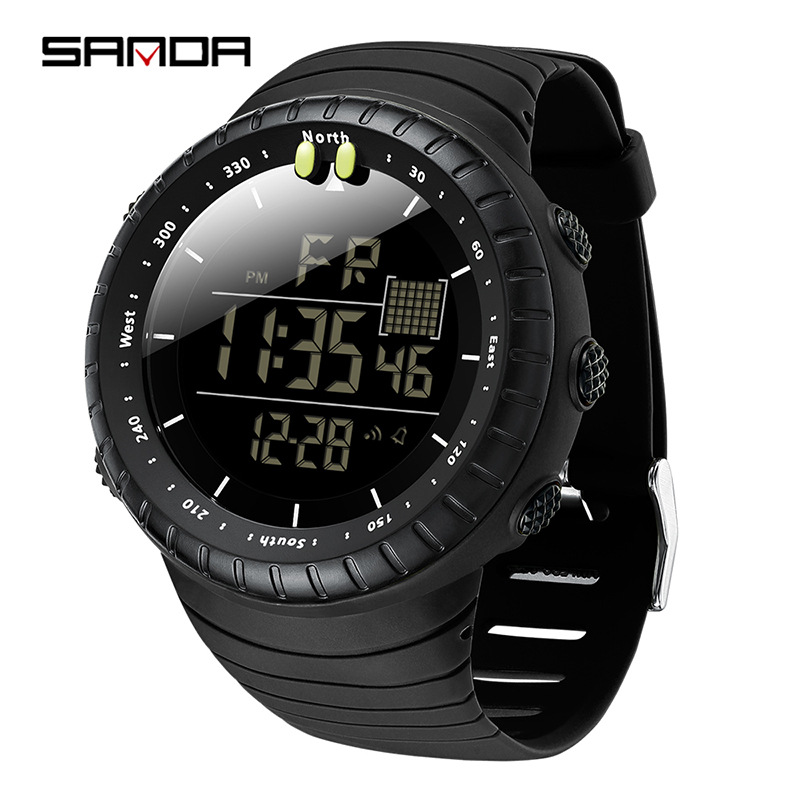 Sanda New Fashion Cold Light Digital Watch Simple Multifunctional Waterproof Electronic Watch Outdoor Sports Men's Wristwatch