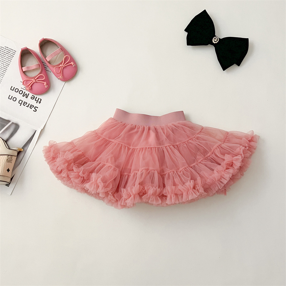 2024 niñas otoño y invierno nueva falda Tutu falda de torta para niños falda corta de torta bebé universal princesa red de pimples