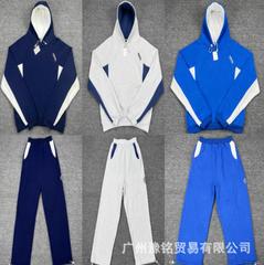 Mertra拼接刺绣加绒休闲套装男女连帽套头卫衣宽松直筒休闲长裤潮