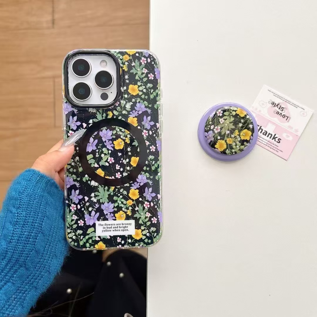 Flores de color frescas de verano para Apple 16ProMax funda para teléfono 15/14 Retro 15Pro Mujer 13 Nuevo
