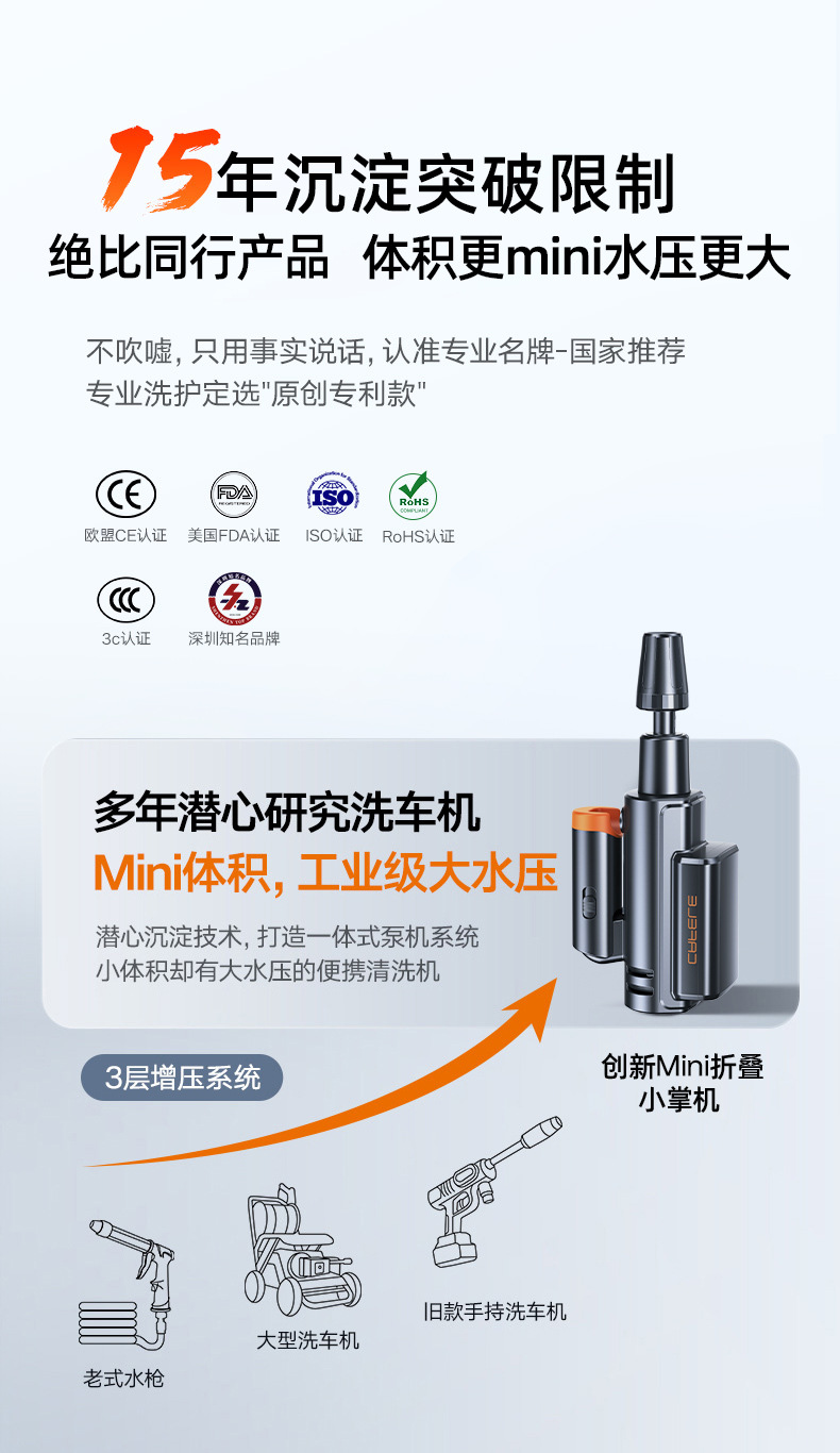 Kafeila High-Pressure Car Wash Water Gun Powerful Booster Spray Gun Household Water Pipe Brush Car Nozzle to Flush the Ground Artifact